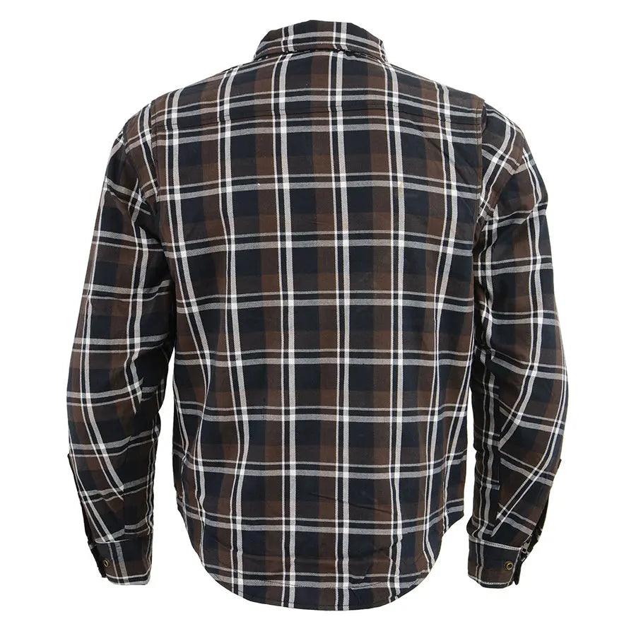 Milwaukee Leather Men's Brown Checkered Armored Flannel Biker Shirt w/ Reinforced Fibers EX-STOCK Canada