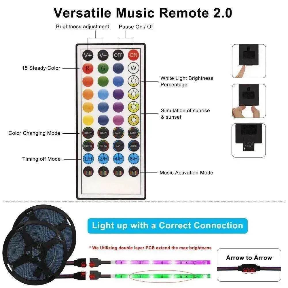 Remote Color Changing Led Strip Lights 5050 RGB Bluetooth Room Light - EX-STOCK Canada