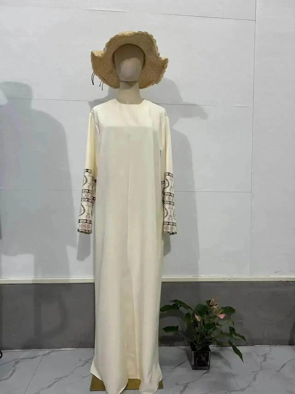 Retro-Inspired Boho Print Long Dress with Loose Puff Sleeves - EX-STOCK Canada