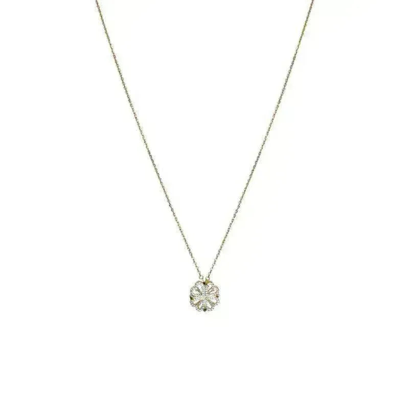 Collier pendentif femme en forme de cœur pliable magnétique rétro en trèfle à quatre feuilles - EX-STOCK CANADA
