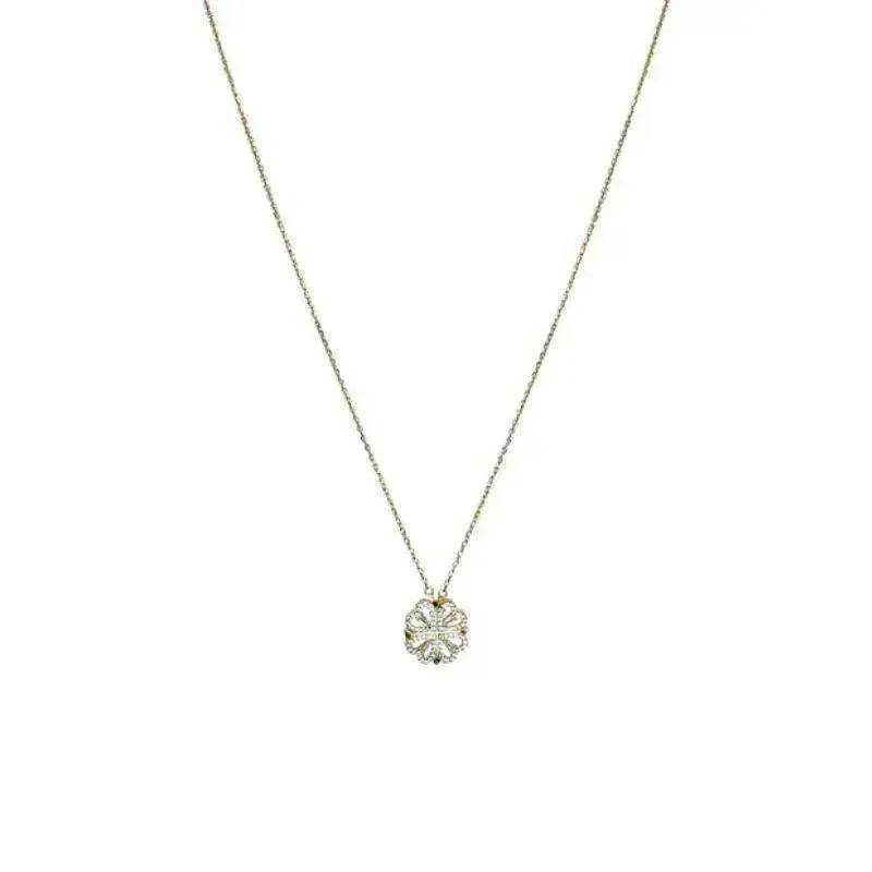 Retro Magnetic Folding Heart Shaped Four Leaf Clover Pendant Women Necklace - EX-STOCK Canada