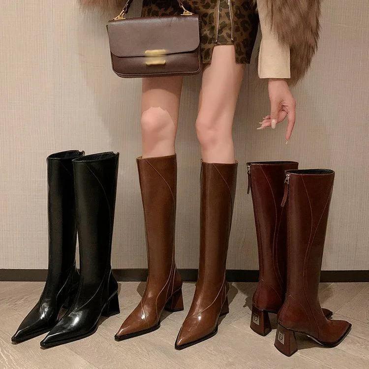 Retro Maillard Tube High Heel Riding Boots EX-STOCK Canada
