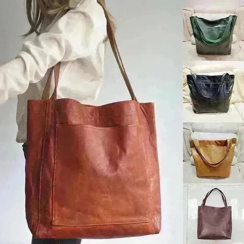 Retro Shoulder Bag Big Pocket Oil Wax Totes - EX-STOCK CANADA