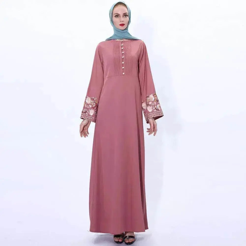 Retro slim Arab women's Embroidered Abaya dress - EX-STOCK Canada