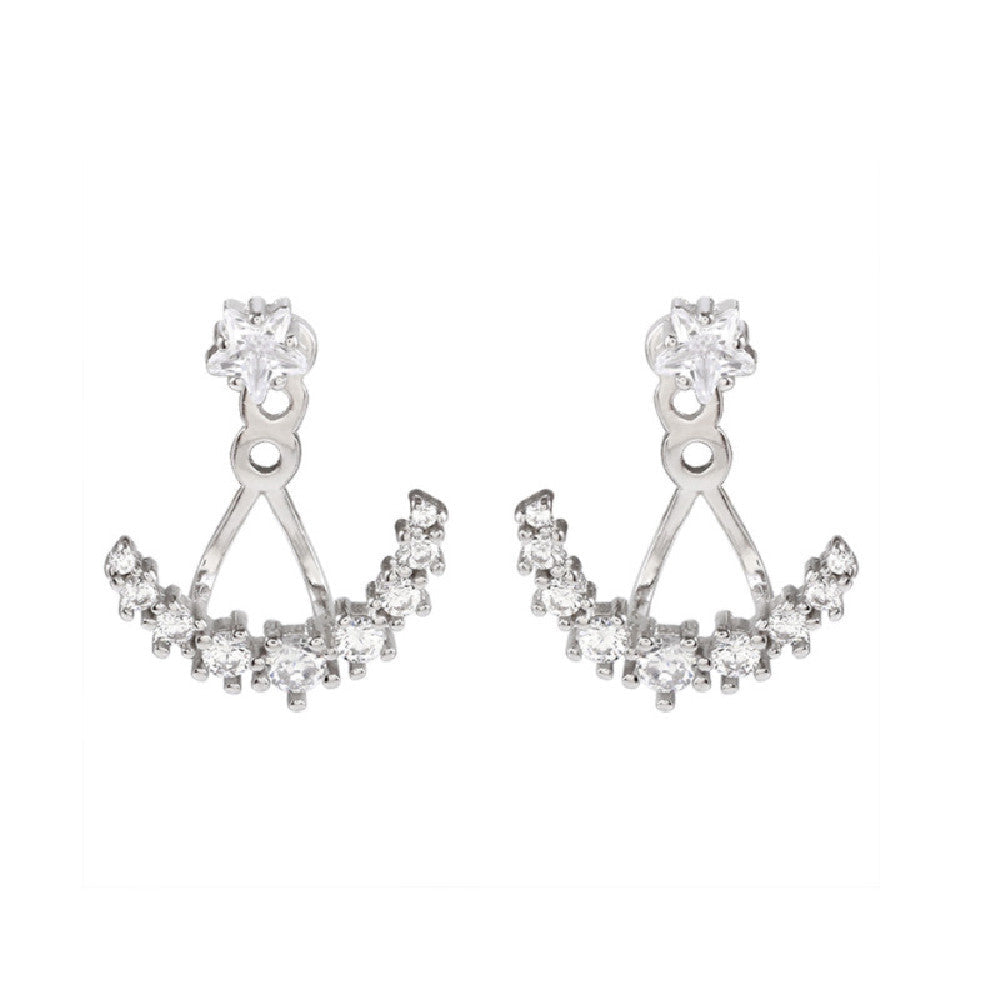 Rhinestone Arc Back-hanging Earrings EX-STOCK Canada