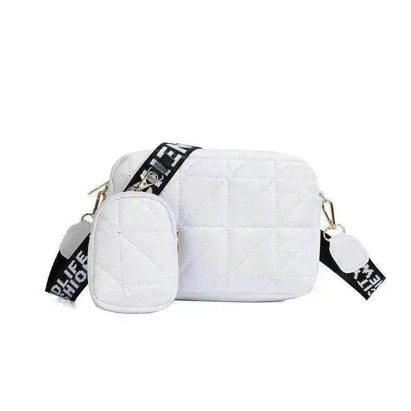 Rhombus Shoulder Bag + Wallet Set, Letter Print, Wide Strap - EX-STOCK Canada