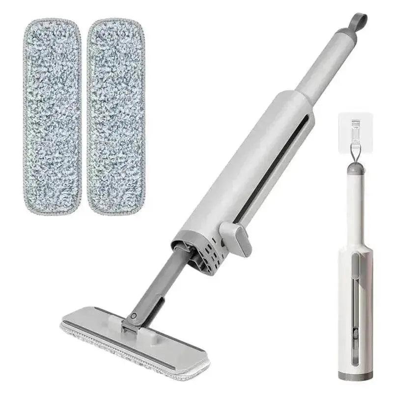 Balai mini auto-essorable rotatif avec brosse pour fissures, balai plat sans lavage à la main avec 2 tampons en microfibre réutilisables, balai en microfibre pour utilisation humide et sèche, balai plat auto-essorable pour le nettoyage des sols - EX-STOCK Canada