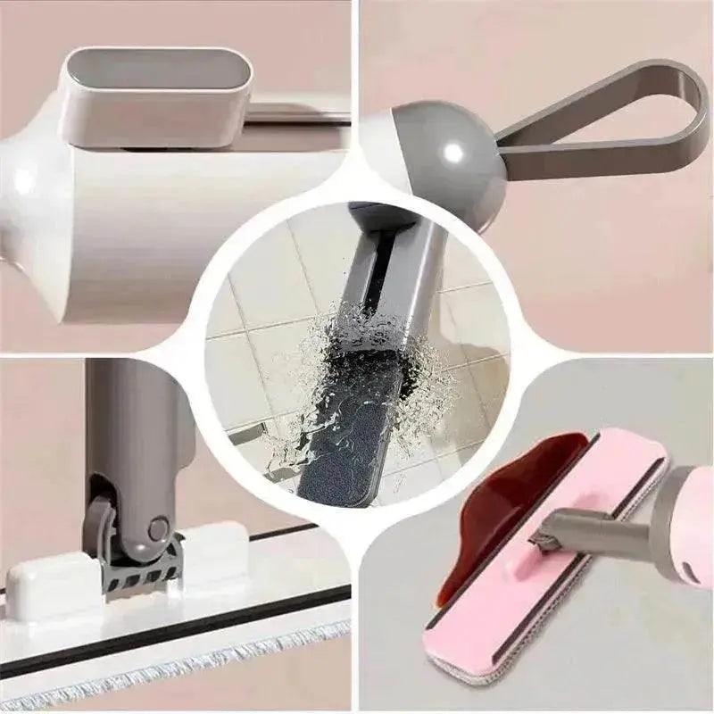 Serpillière Mini Auto-essorable Pivotante Avec Brosse Pour Fentes Serpillière Plate Sans Lavage À La Main Avec 2 Tampons Microfibres Réutilisables, Serpillière En Microfibre Pour Usage Humide Et Sec Auto-essorable Serpillière Plate Pour Le Nettoyage Des Sols - EX-STOCK Canada