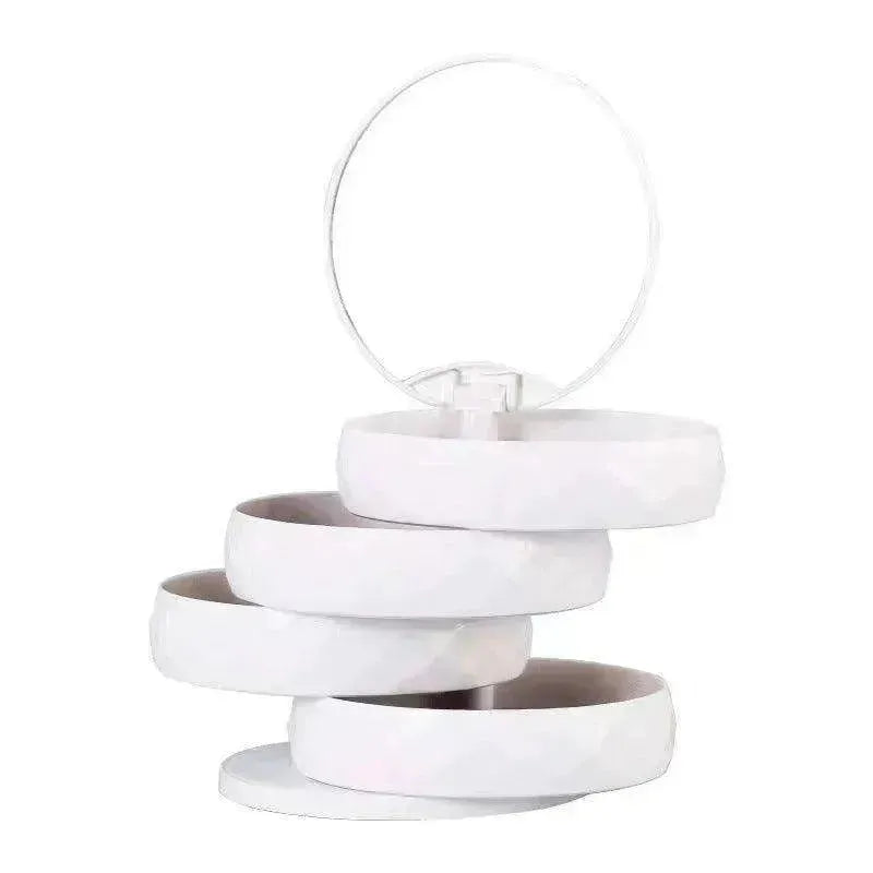 Boîte à bijoux miroir ceinture en flanelle multicouche rotative - EX-STOCK CANADA
