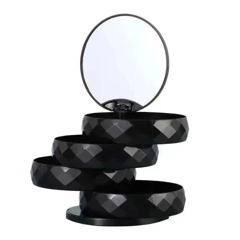 Boîte à bijoux miroir ceinture en flanelle multicouche rotative - EX-STOCK CANADA