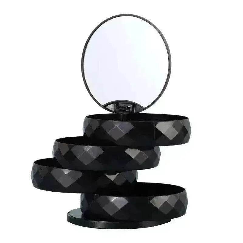 Rotating Multi layer Flannel Belt Mirror Jewelry Box - EX-STOCK Canada