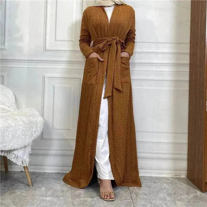 Round Edge Cardigan Sweater Arab Long Jacket - EX-STOCK Canada