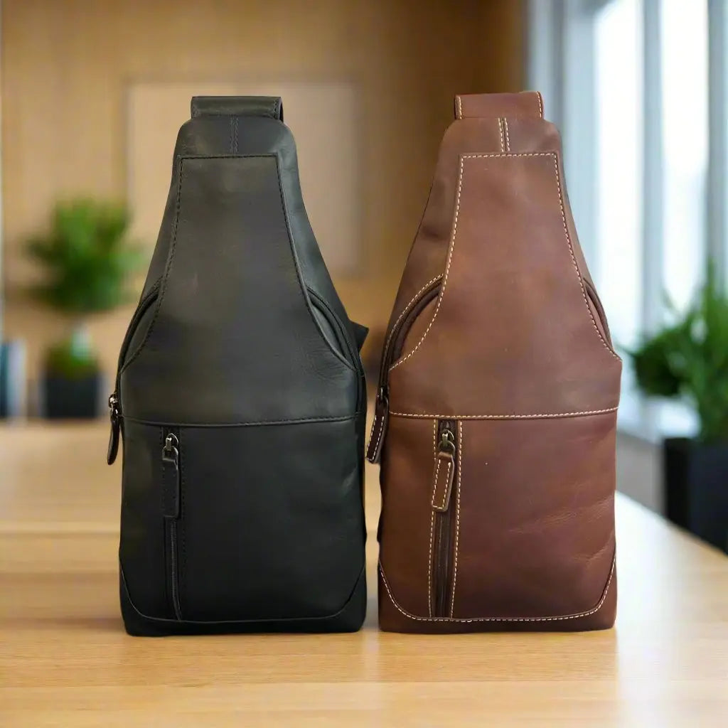 Mochila bandolera de cuero de grano completo Rugged EarthEX-STOCK Canada