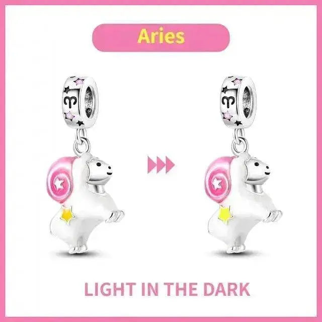 S925 Silver Colorful Luminous Twelve Constellation Pendant - EX-STOCK Canada