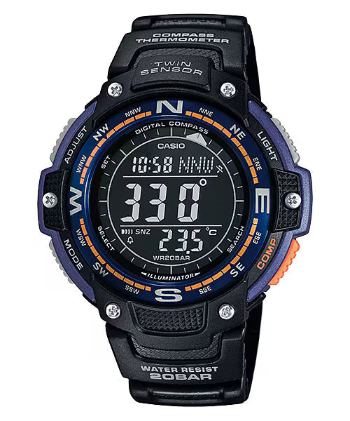 CASIO Boussole Numérique Double Capteur Sport Gear Noir | SGW-100-2BCF