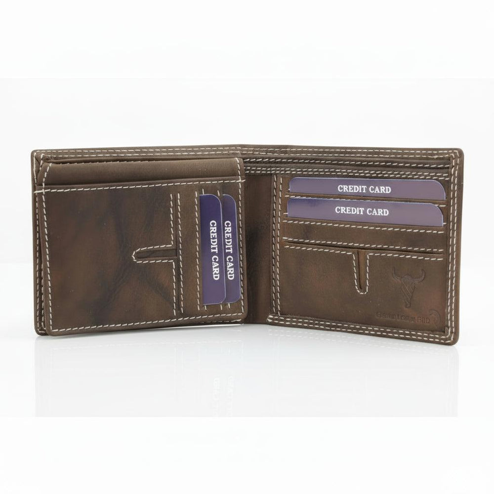 Men's Oil Pull Up Top Flap Bifold Wallet EX-STOCK Canada