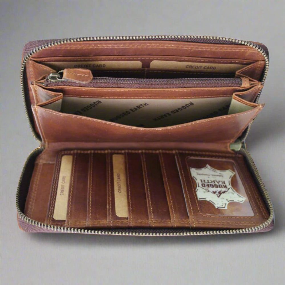 Rugged Earth Unisex Full Grain Leather Zippered Wallet EX-STOCK Canada
