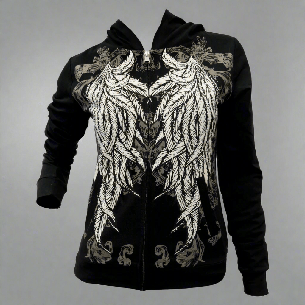 Women's Rhinestone Angel Wing Hoodie EX-STOCK Canada