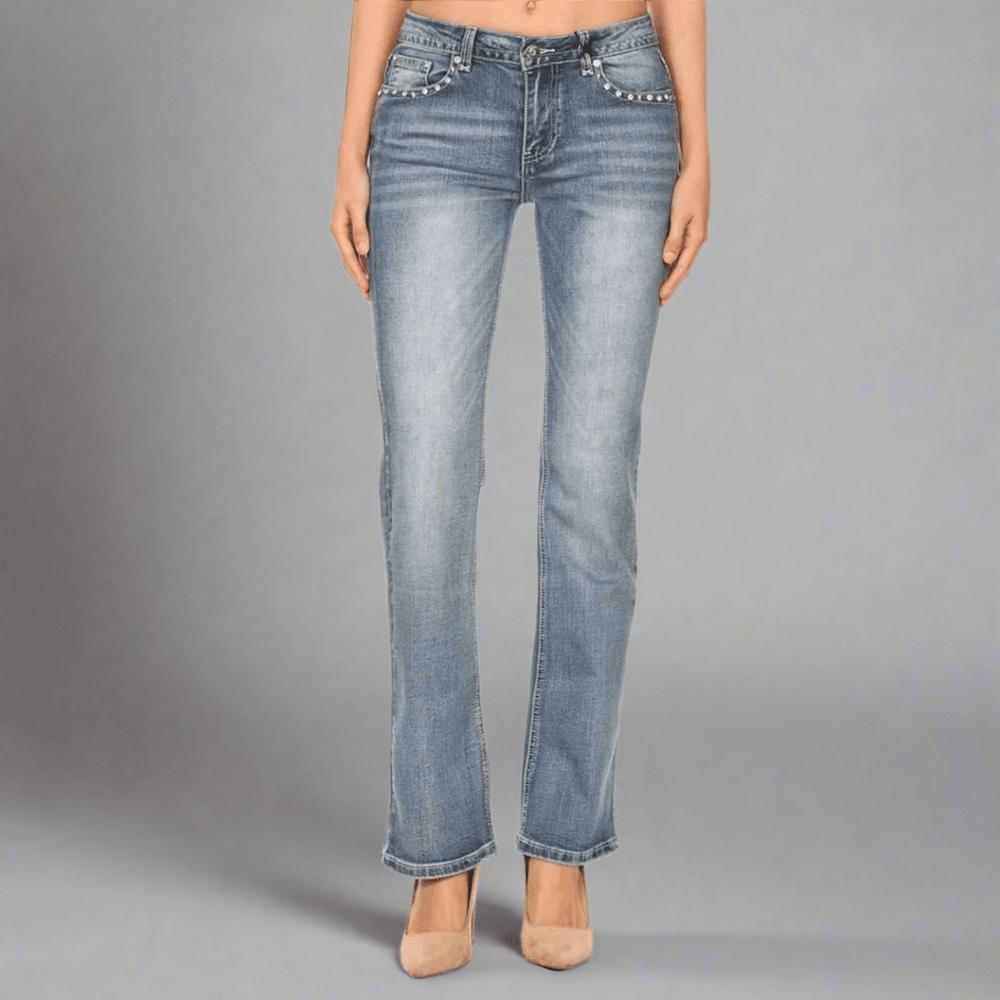 Platinum Plush Women's Rhinestone Skull & Bones Bootcut Jeans EX-STOCK Canada
