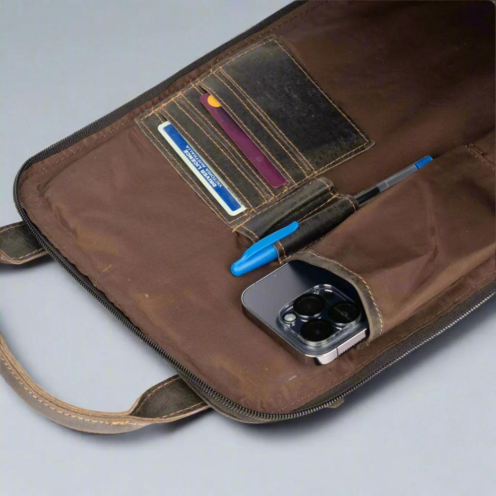 Greenwood Leather Backpack with Reinforced Laptop and Tablet Compartments