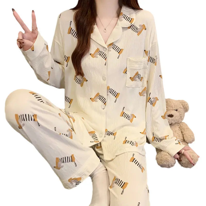 Sausage Dog Japanese Cartoon Pajamas For Women - EX-STOCK Canada
