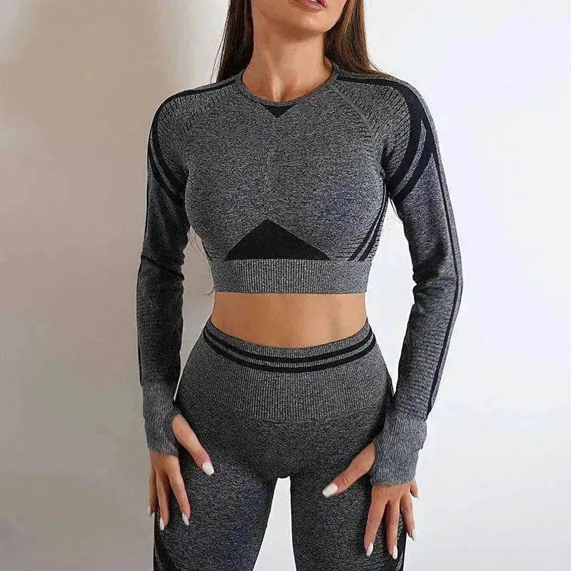 Seamless Yoga Pants Sports Gym Fitness Leggings Or Long Sleeve Tops Outfit - EX-STOCK Canada