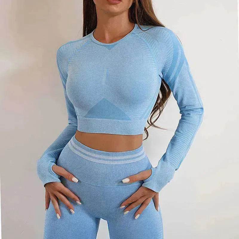 Seamless Yoga Pants Sports Gym Fitness Leggings Or Long Sleeve Tops Outfit - EX-STOCK Canada