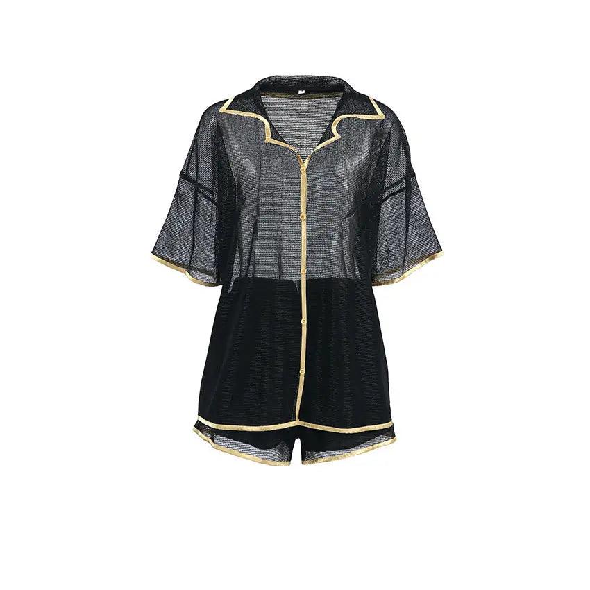 See-through Cardigan Pajamas Two-piece Set For Women - EX-STOCK Canada