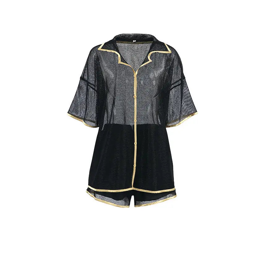 See-through Cardigan Pajamas Two-piece Set For Women - EX-STOCK Canada