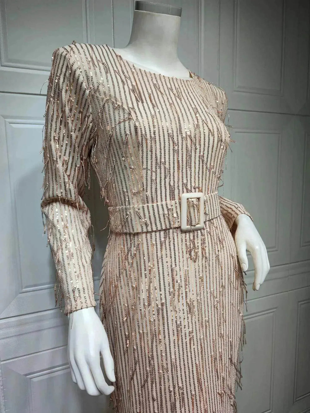 Sequin Tassels Slim-fit Dress Arab Dress - EX-STOCK Canada