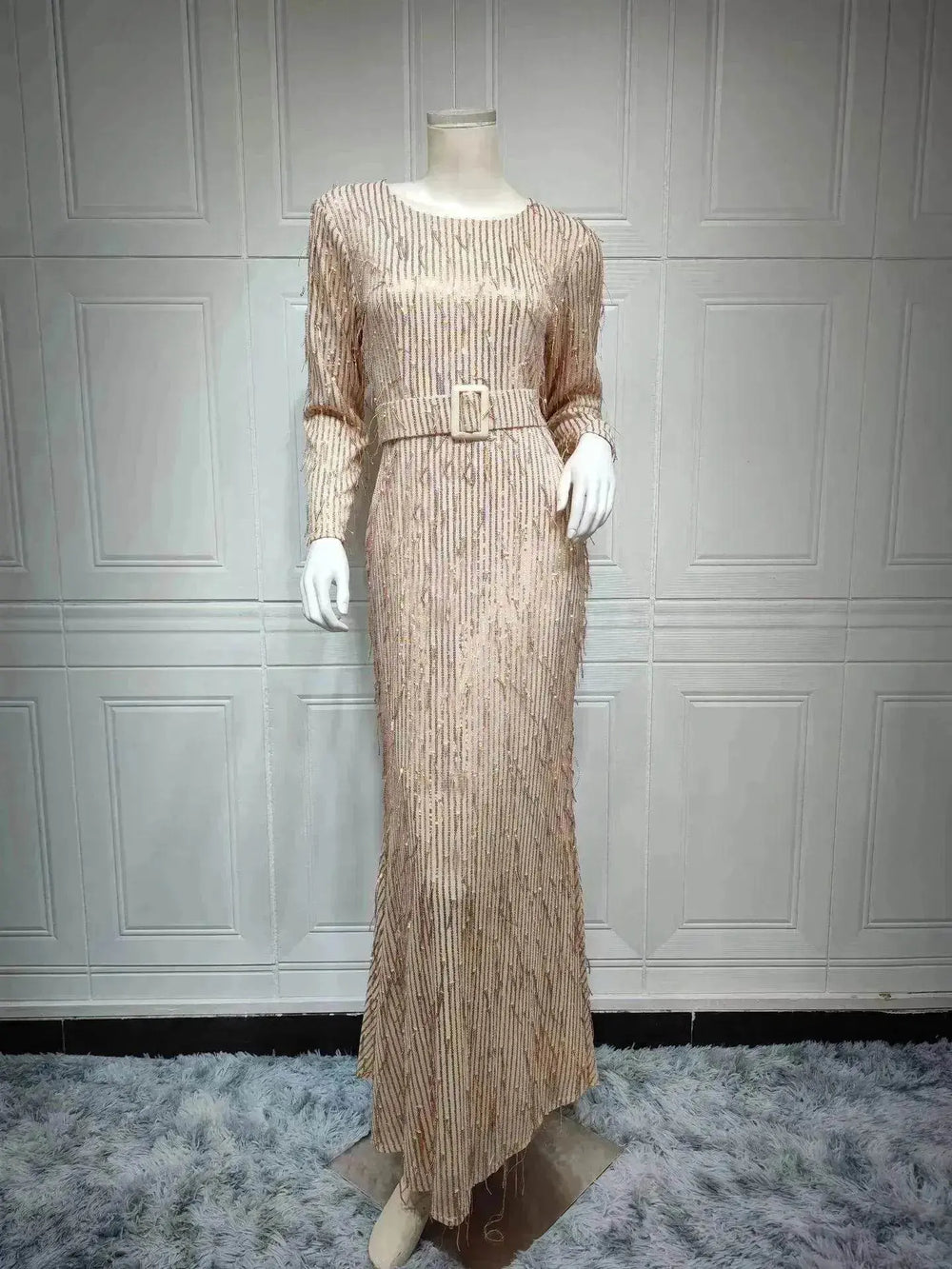 Sequin Tassels Slim-fit Dress Arab Dress - EX-STOCK Canada