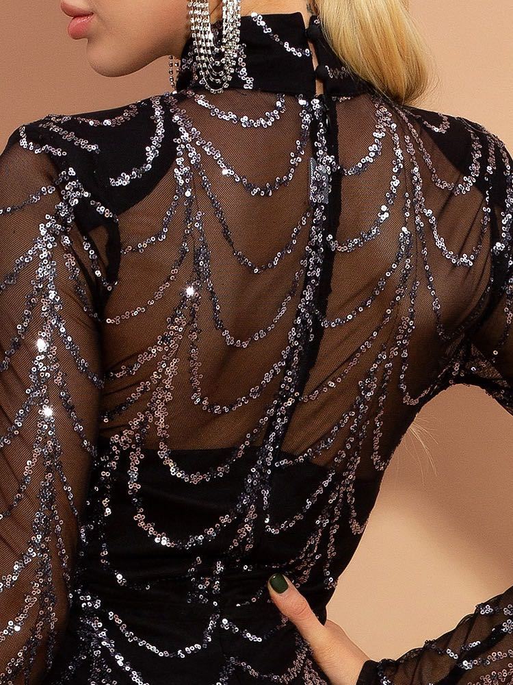 Sequins Women Maxi Dresses Long Sleeve Female Party Dresses EX-STOCK Canada