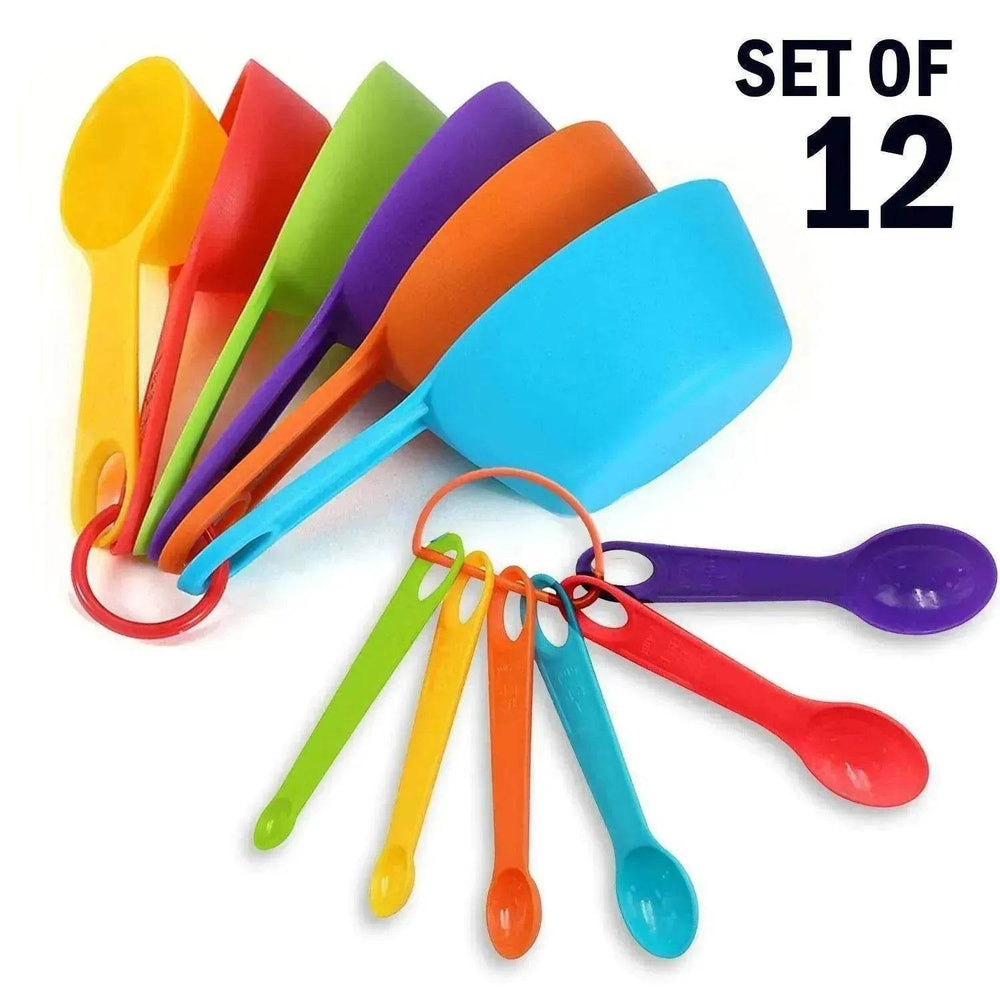 Set Of 6 Measuring Spoons And 6 Cups MultiColor Durable Plastic Kitchen Tools - EX-STOCK Canada