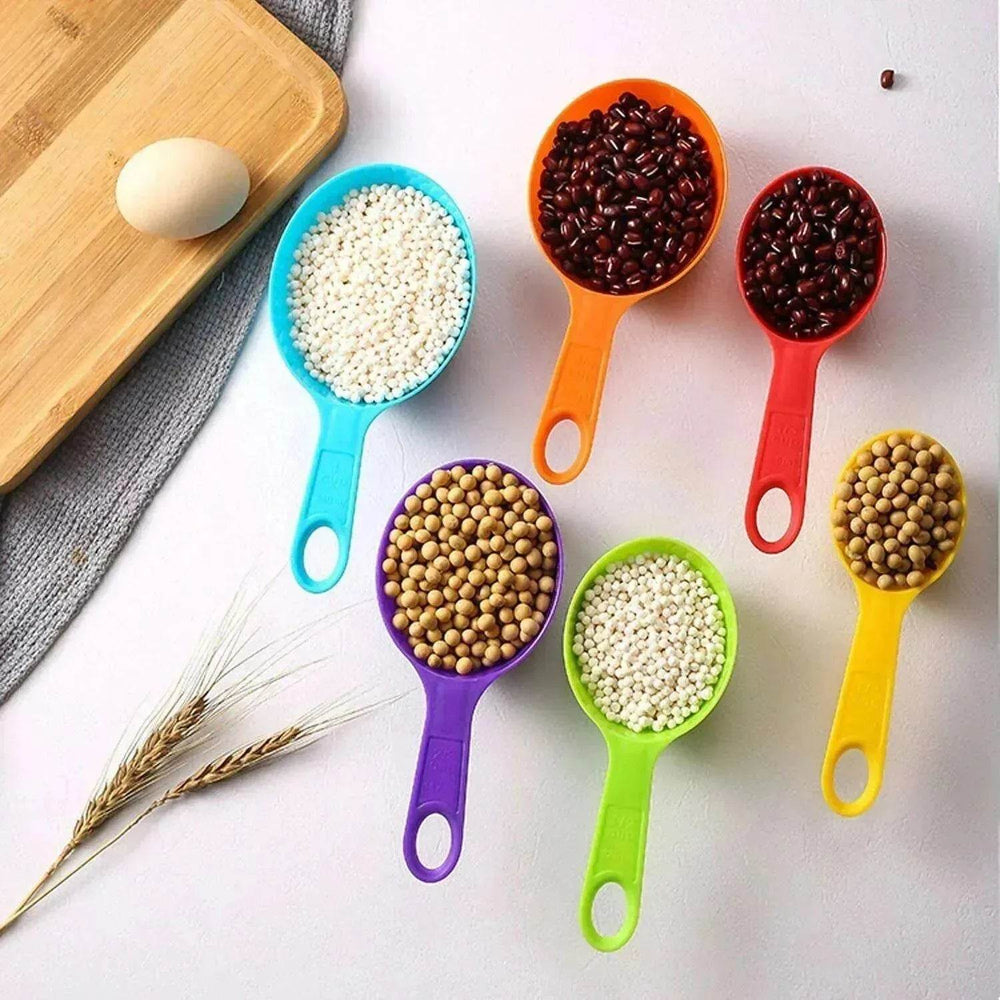 Set Of 6 Measuring Spoons And 6 Cups MultiColor Durable Plastic Kitchen Tools - EX-STOCK Canada