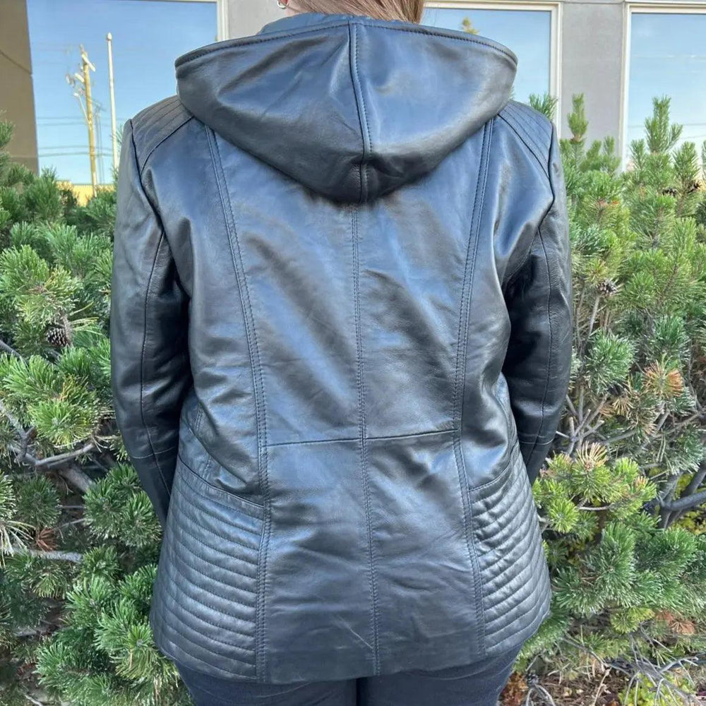 Veste en cuir de mouton avec capuche amovibleEX-STOCK Canada