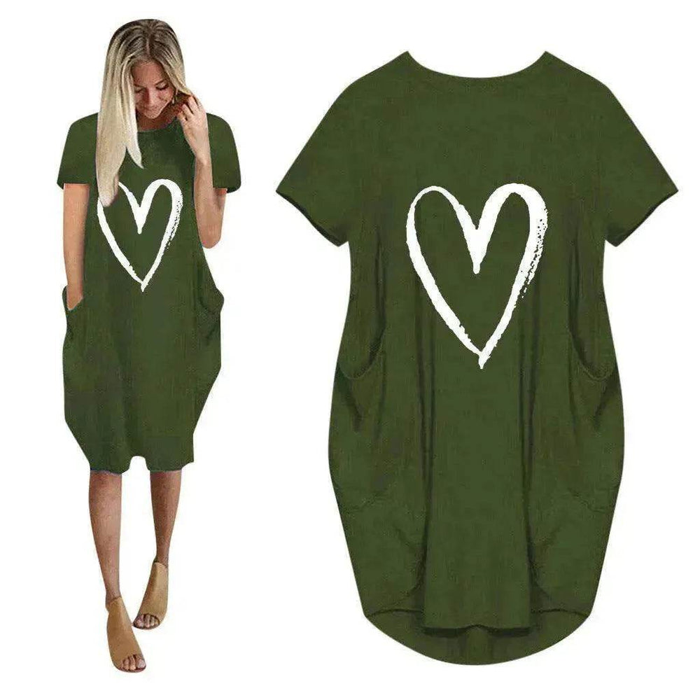 Short Sleeve Dress Valentine's Day Heart Print - EX-STOCK Canada