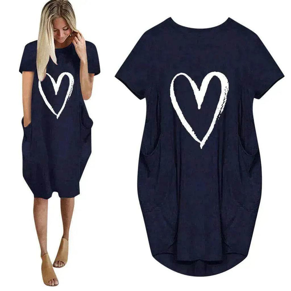 Short Sleeve Dress Valentine's Day Heart Print - EX-STOCK Canada