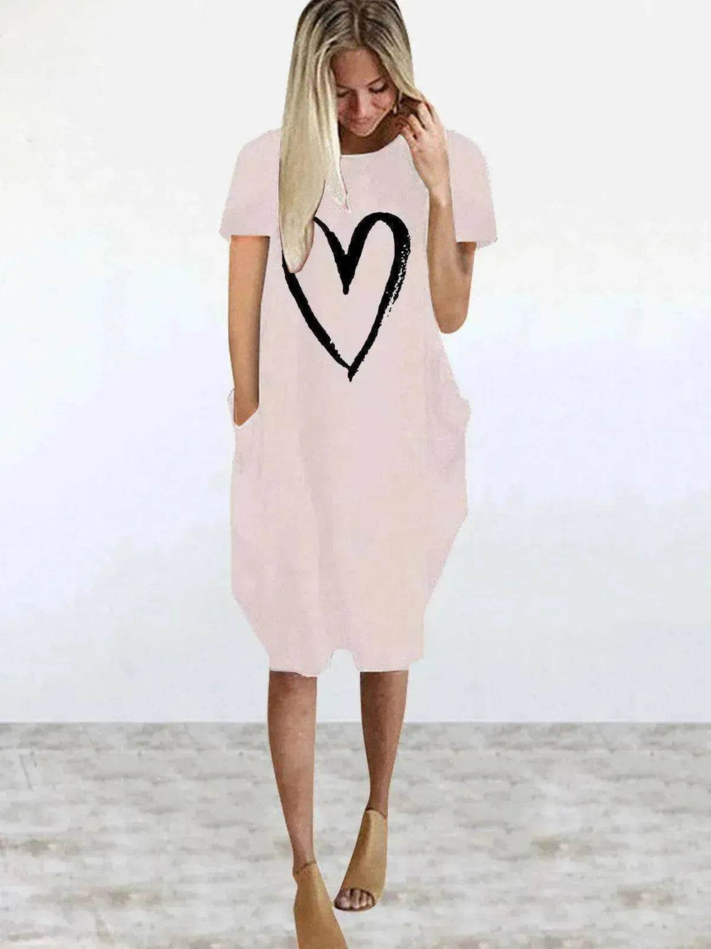 Short Sleeve Dress Valentine's Day Heart Print - EX-STOCK Canada