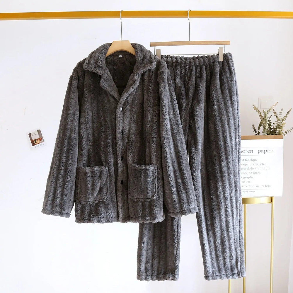 Simple Coral Fleece Couple Pajamas For Women Autumn And Winter - EX-STOCK Canada