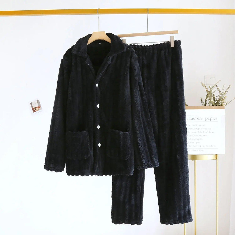 Simple Coral Fleece Couple Pajamas For Women Autumn And Winter - EX-STOCK Canada