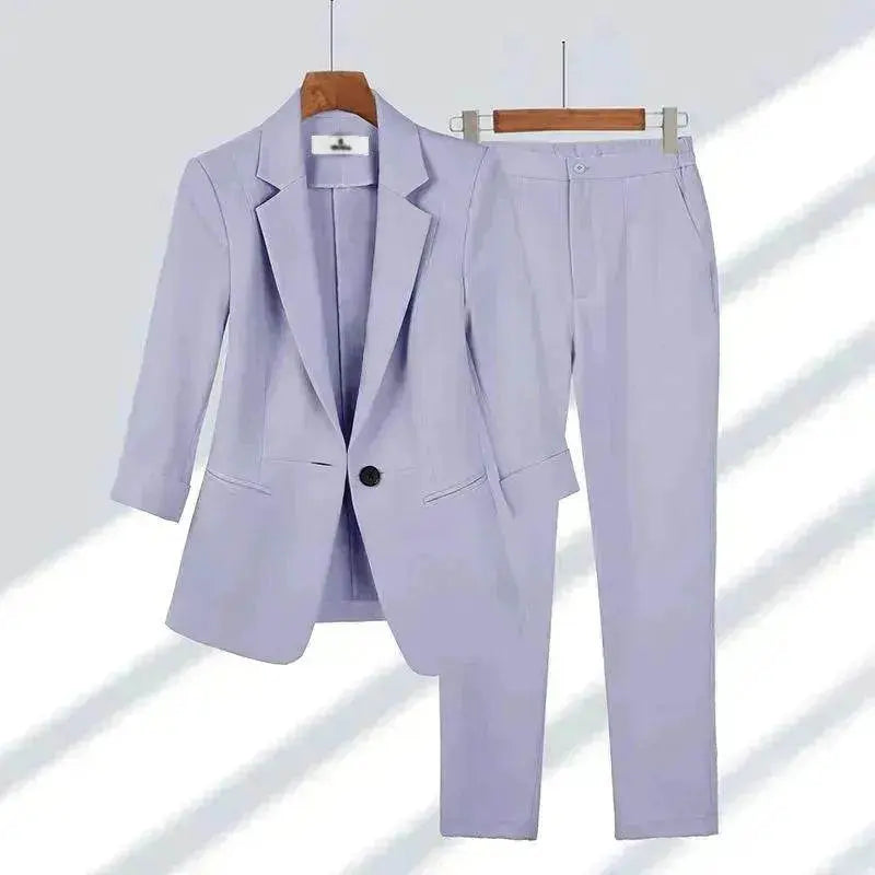 Simple Solid Color Suit Two-piece Set - EX-STOCK Canada