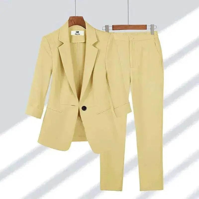 Simple Solid Color Suit Two-piece Set - EX-STOCK Canada