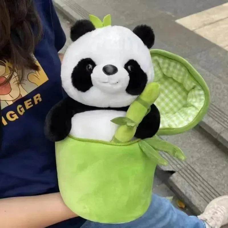 Simulated Bamboo Tube Flower Panda Pillow - EX-STOCK Canada