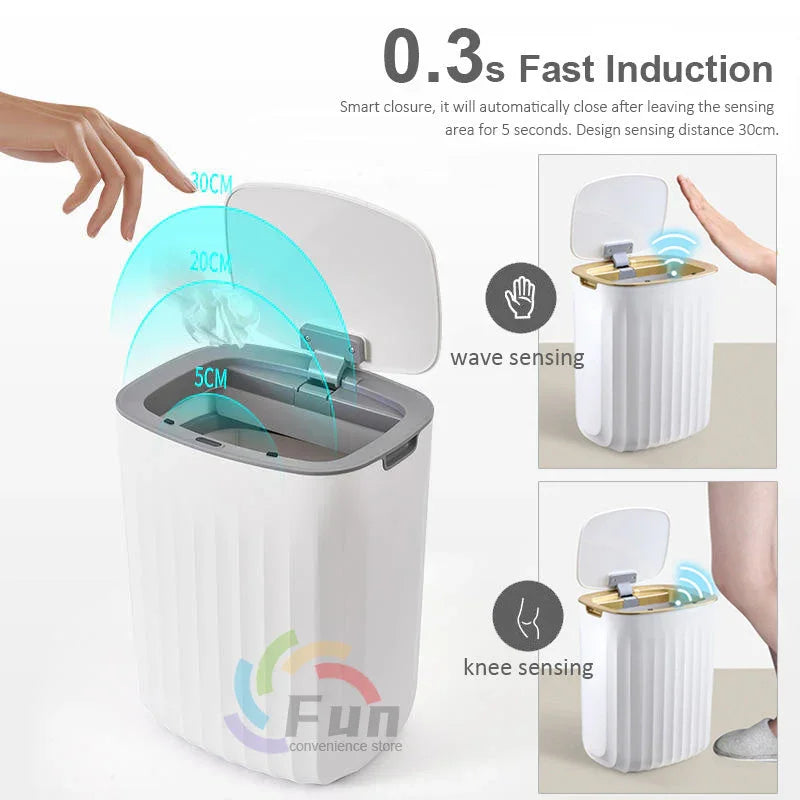 Cubo de basura inteligente con tapa para dormitorio y sala de estar, caja de almacenamiento de cocina, cubo de basura por inducción, caja pequeña para coche, cubo de basura automático inteligenteEX-STOCK Canada