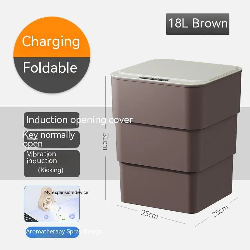 Cubo de basura inteligente con tapa para dormitorio y sala de estar, caja de almacenamiento de cocina, cubo de basura por inducción, caja pequeña para coche, cubo de basura automático inteligenteEX-STOCK Canada