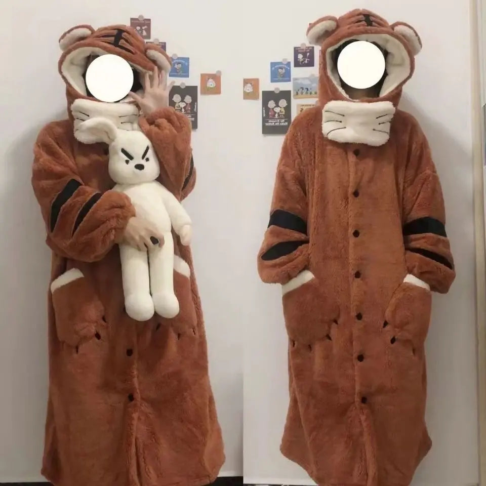 Soft Girl Pajamas Cute Little Tiger Flannel Pajamas For Women - EX-STOCK Canada