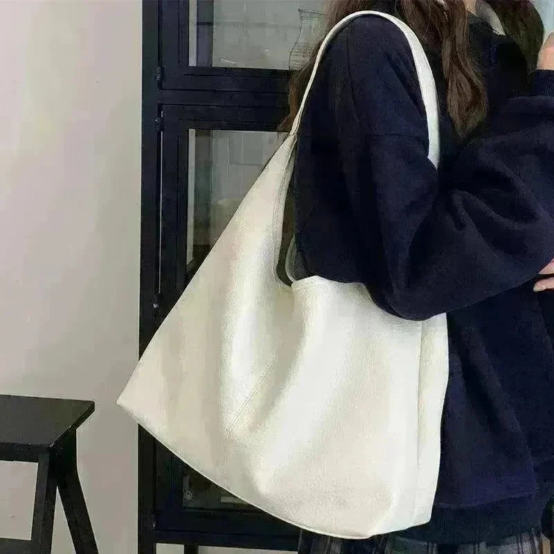 Soft leather women's shoulder bag: High-capacity, casual tote for shopping, in armpit style. - EX-STOCK CANADA