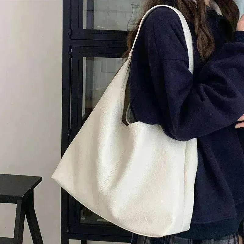 Soft leather women's shoulder bag: High-capacity, casual tote for shopping, in armpit style. - EX-STOCK Canada