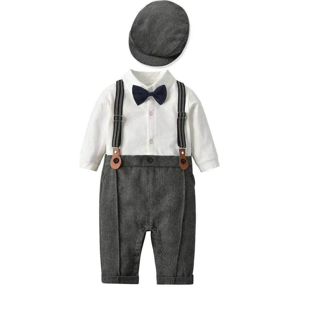 Spring And Autumn Children'S Clothing Infant And Young Children'S British Waistcoat One-Piece Climbing Gentleman'S Hat One-Year-Old Clothes Newborn Gentleman'S Suit - EX-STOCK Canada