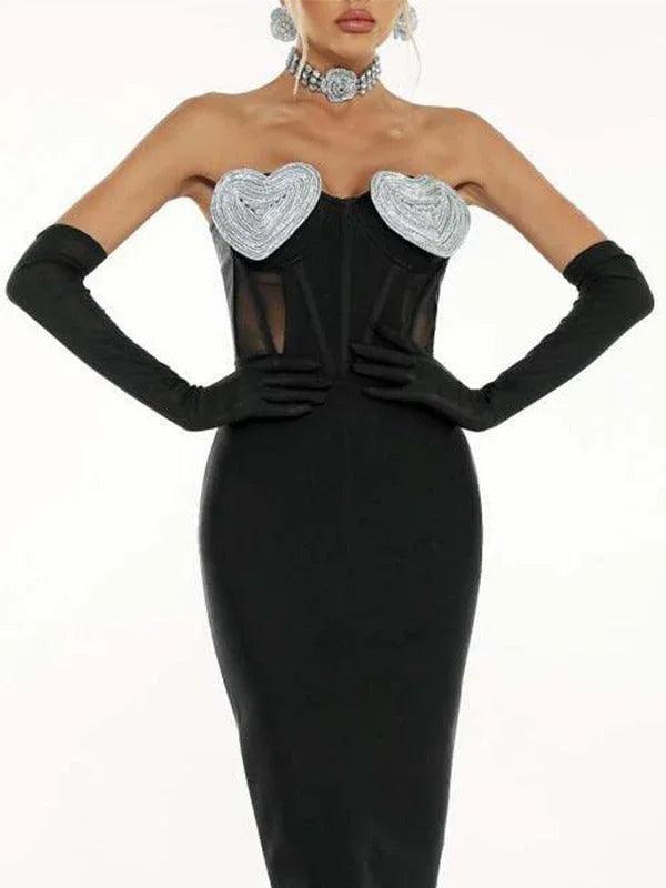 Spring And Summer New Sexy Peach Chest Diamond Backless Hip Bandage Dress Party Dress EX-STOCK Canada